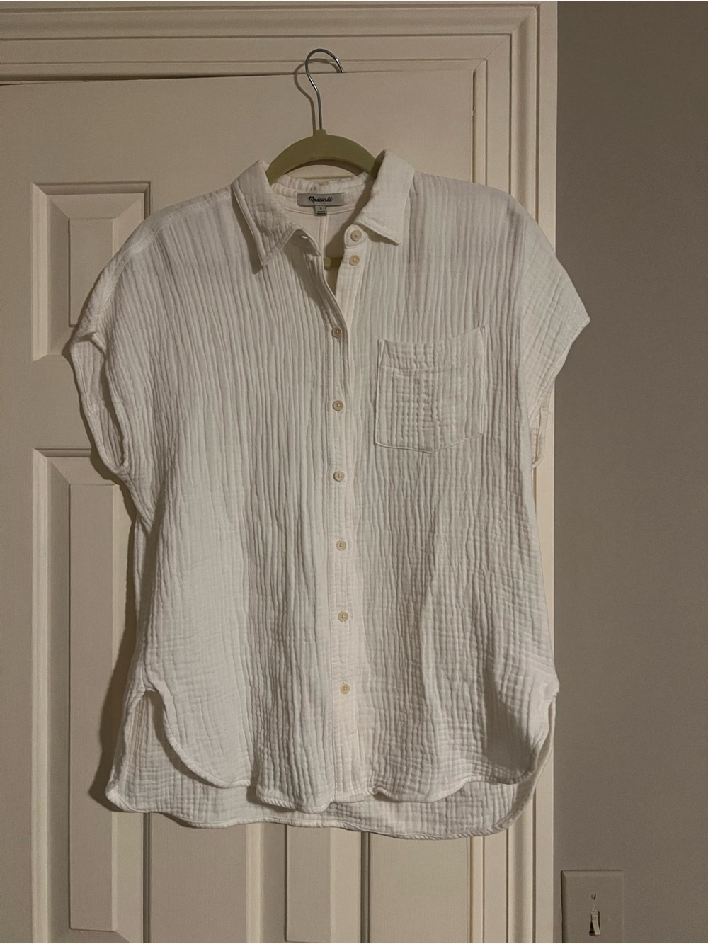 Madewell Lightweight White Cotton Gauze Button-Up Top